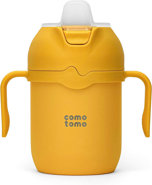 Comotomo Toddler Tumbler 8oz Insulated Sippy Cup with Silicone Straw and Spout, Yellow (Yellow)