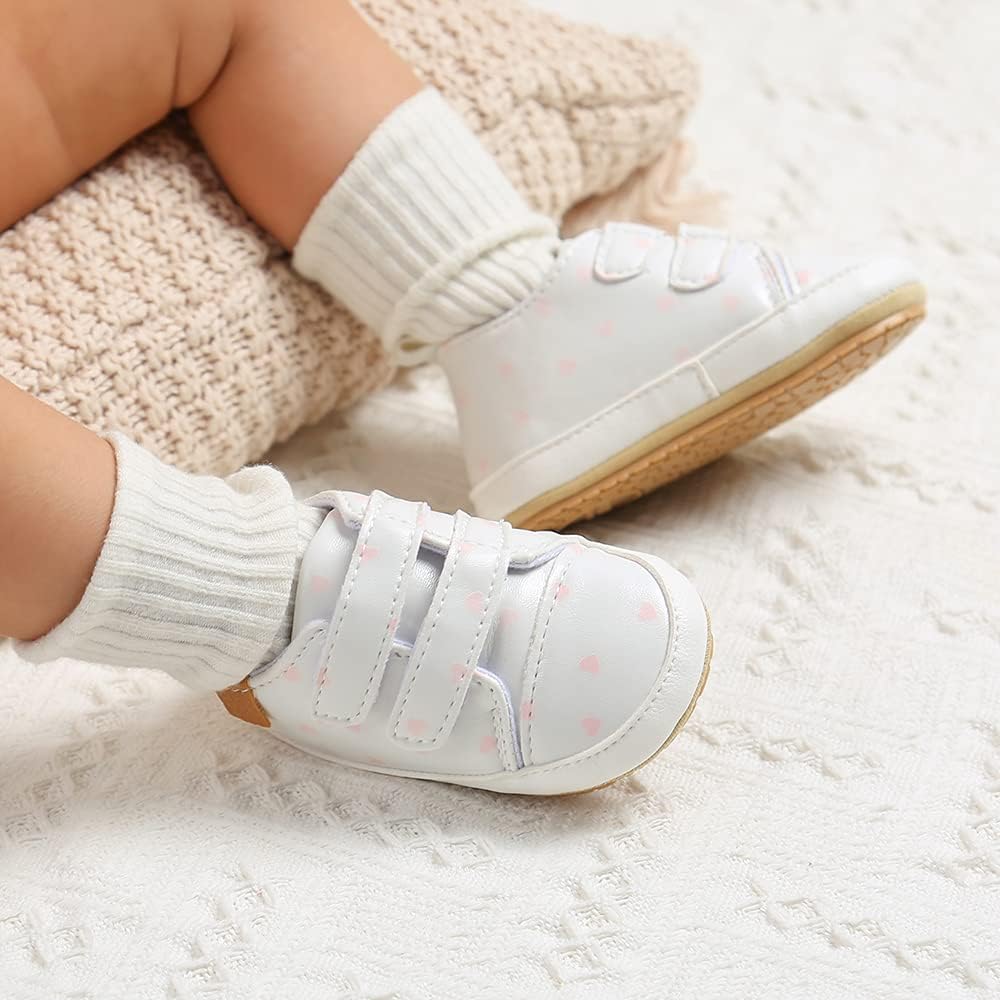 SOFMUO Baby Boys Girls High Top Ankle PU Leather Sneakers Soft Rubber Sole Infant Moccasins Newborn Oxford Loafers Anti-Slip Toddler Wedding Uniform Dress Shoes