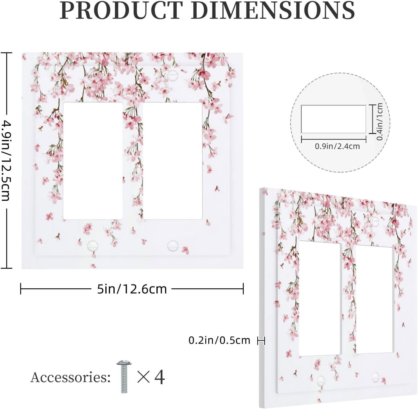 Decorative Outlet Covers Sakura Plant Floral Pink Flowers 2 Gang Double Gfci Rocker Electrical Wall Panels Light Switch Cover Plate For Bed Room Living Room Decor