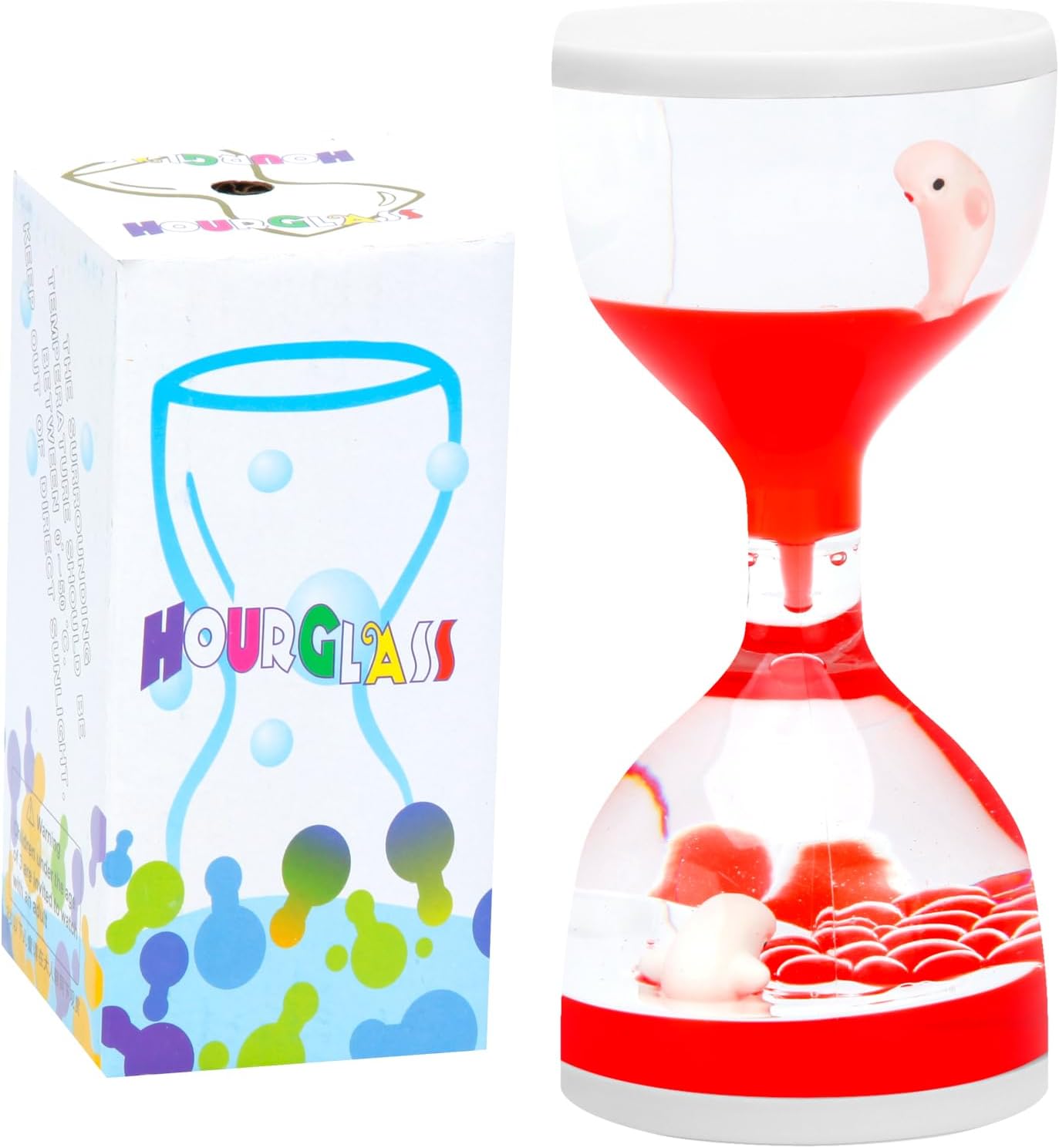 Liquid Motion Timers for Kids, Set of 3, Sensory Bubble Toys for Toddlers (red)