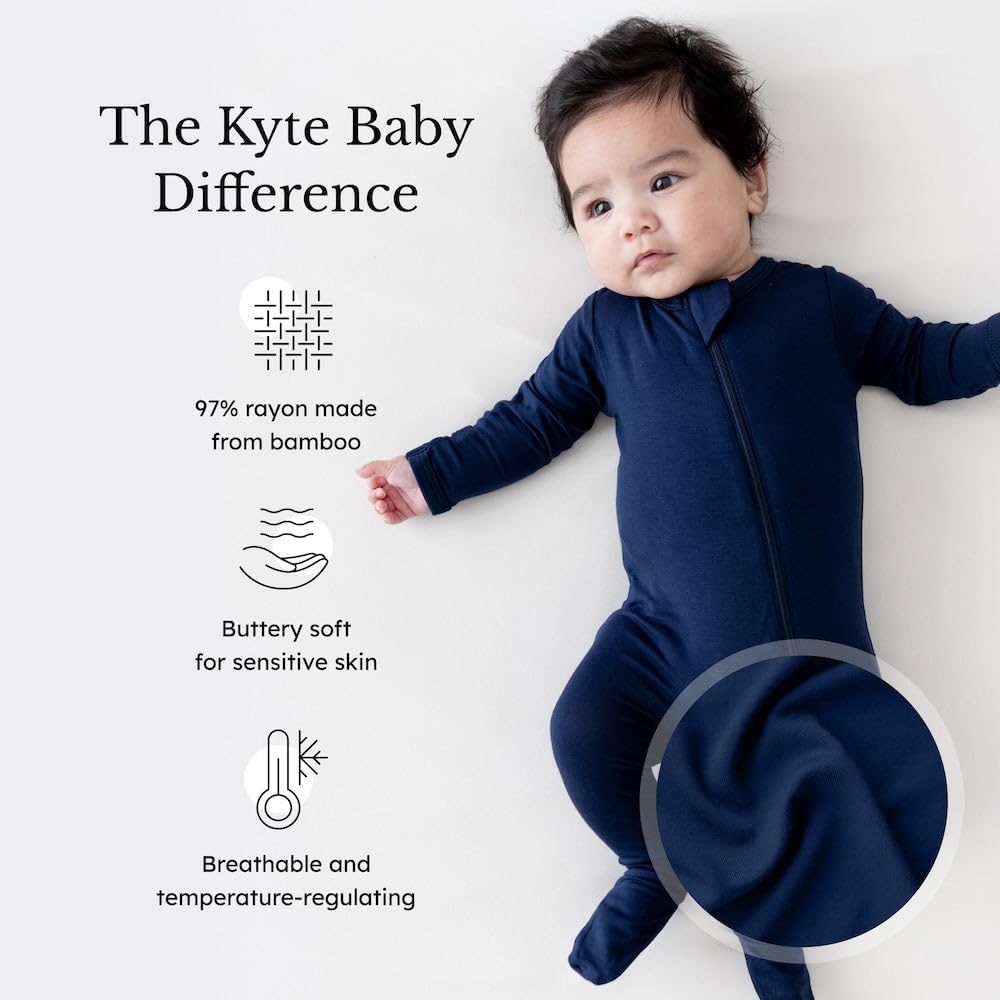 KYTE BABY Unisex Zipper Closure Footies, Rayon Made From Bamboo, 0-24 Months