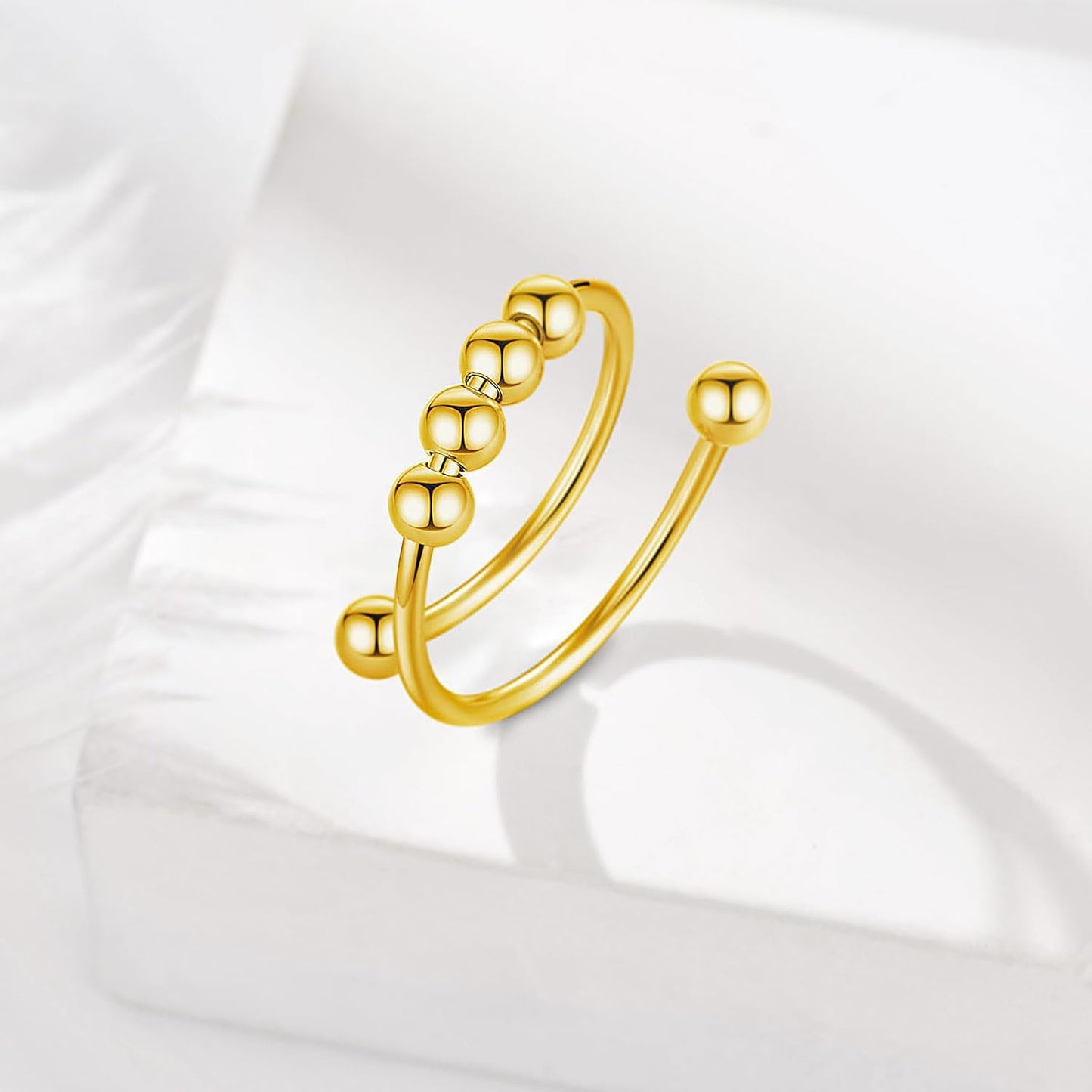 INFUSEU Funny Spinner Fidget Rings for Women Girls Anti Anxiety Stress Worry, Adjustable Size