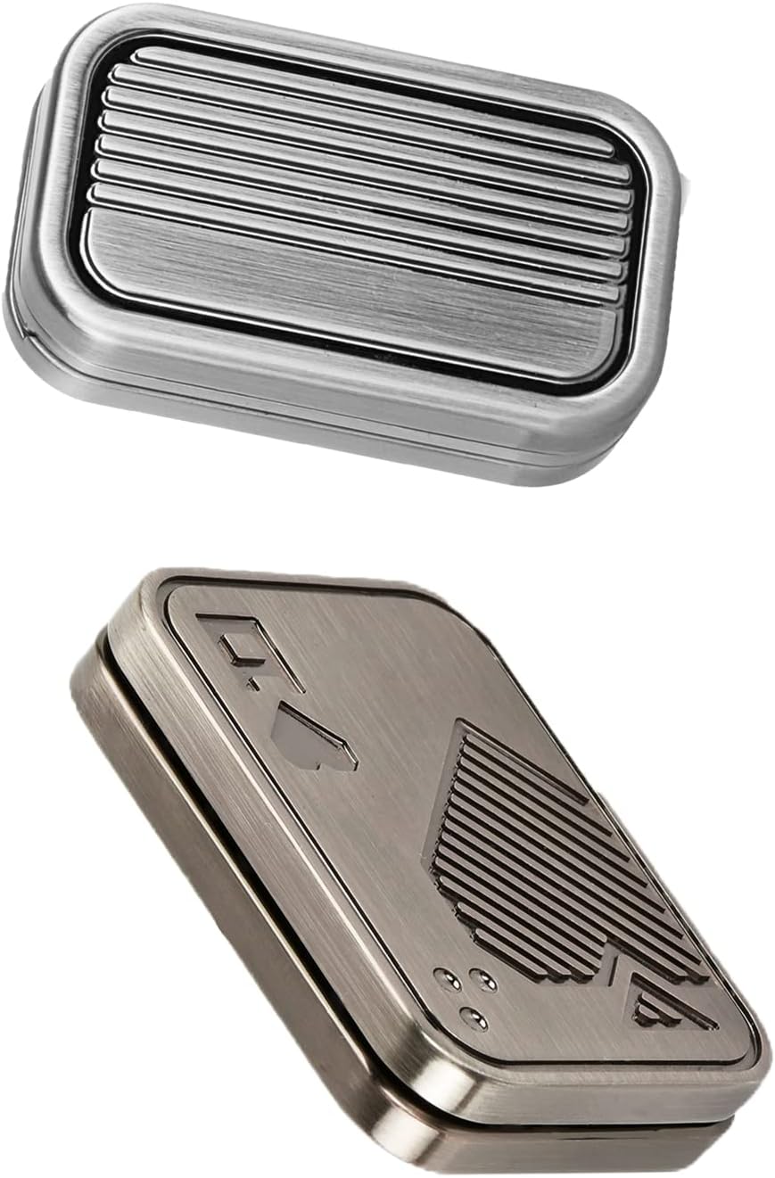 2 Pack EDC Metal Fidget Slider Toys- Stress Relief Toy Metal Slider Fidget Office Desk Toys for Adults (Poker Fidget Slider A+CP3)