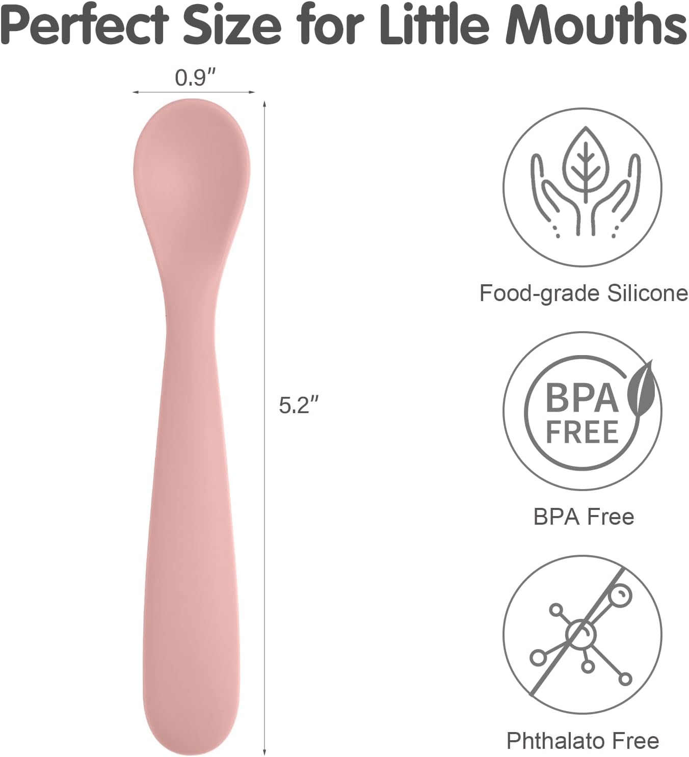 6 Pack Silicone Baby Spoons, Baby Spoons Self Feeding 6 Months+, BPA Free, Soft Tip Baby Utensils Feeding Spoon, Baby Led Weaning Supplies, Dishwasher and Boil Safe