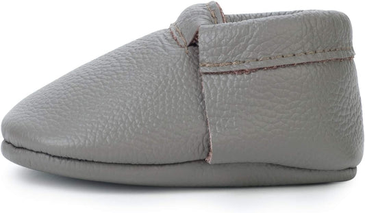 BirdRock Baby Fringeless Moccasins - Genuine Leather Boys and Girls Shoes for Newborns, Infants, Babies, Toddlers
