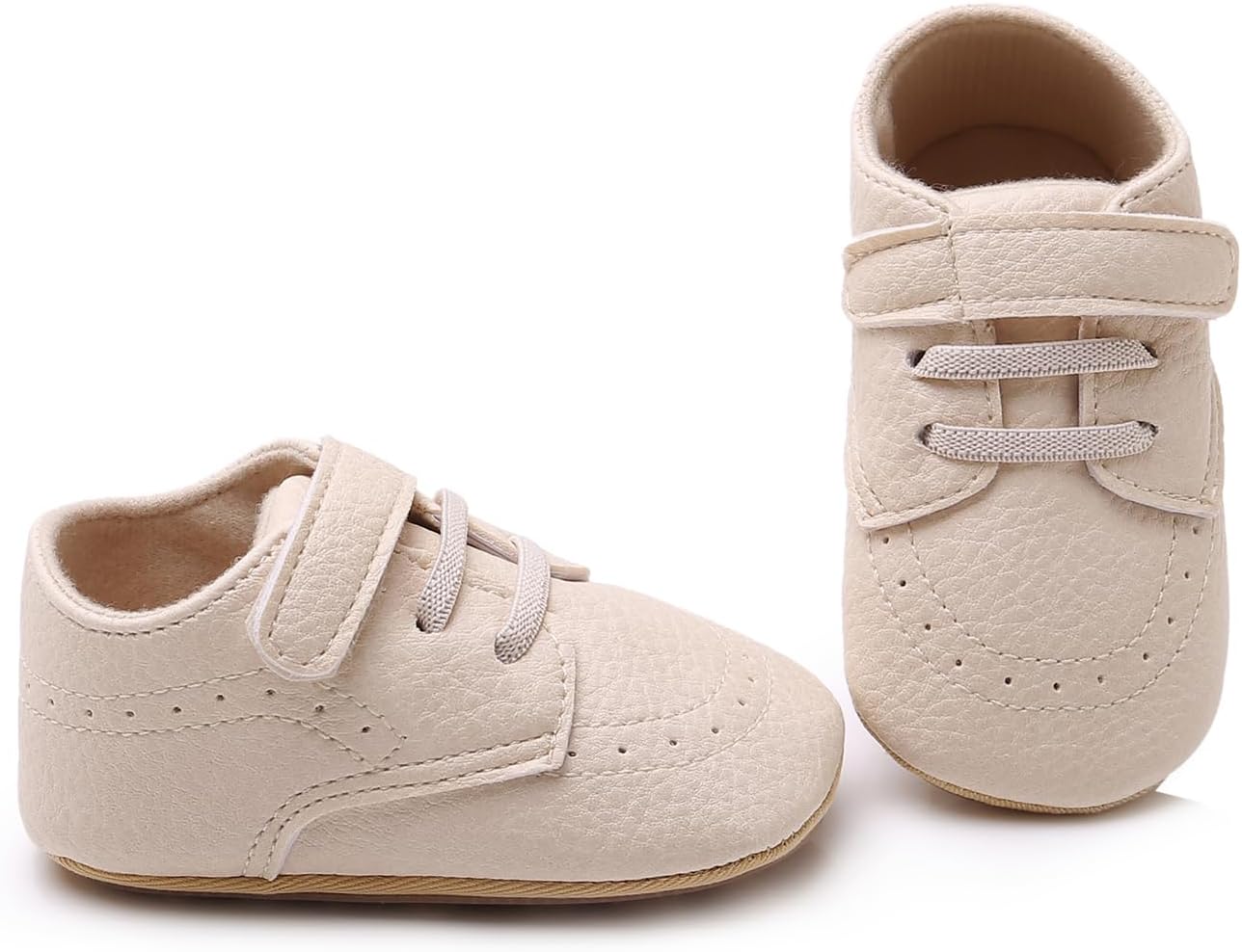 SOFMUO Baby Boys Girls High Top Ankle PU Leather Sneakers Soft Rubber Sole Infant Moccasins Newborn Oxford Loafers Anti-Slip Toddler Wedding Uniform Dress Shoes