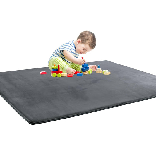 BALAPET Thick Memory Foam 47x47 Play Mat for Playpen, Super Soft Velvet Portable Baby Playpen Mat for Kids Toddler Crawling and Play, Non-Slip Bottom Playmat, Dark Grey