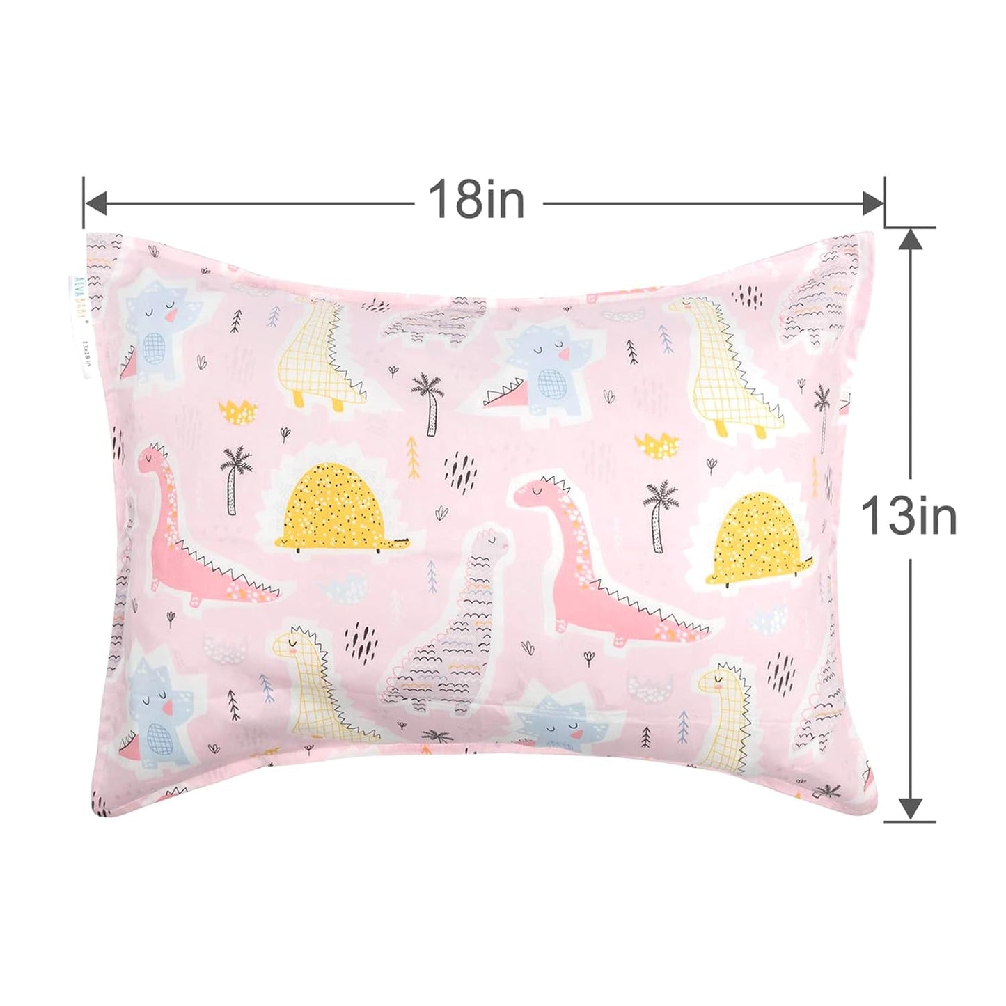 ALVABABY Toddler Pillowcases 2 Pack Organic Cotton Kids Pillow Cover Fit 13"x 18" or 12"x16" Envelope for Girl Boy Sleepy Travel(Pillowcase Only)