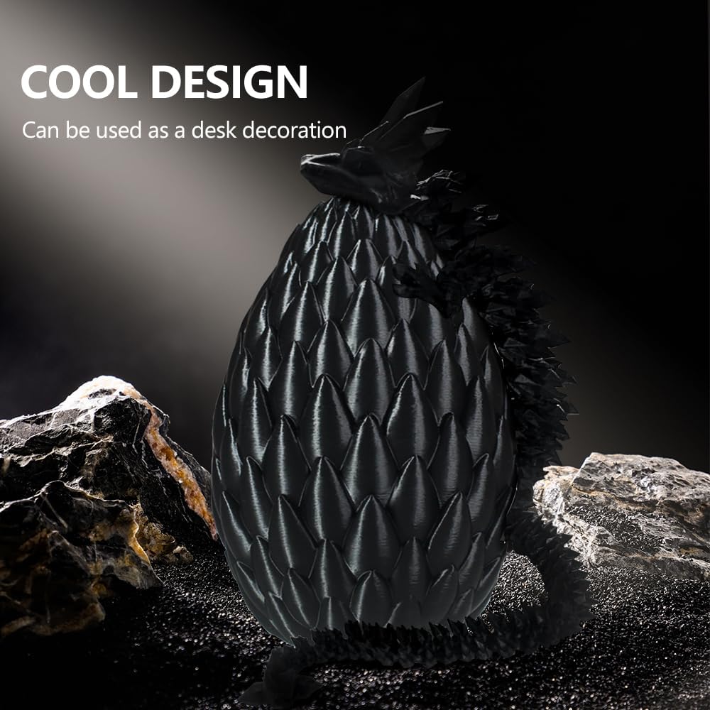 Dragon Eggs with Dragon Inside, 16.5 Inch Large 3D Printed Dragon Egg Articulated Dragon Crystal Dragon Executive Desk Toys Fidget Toy for Autism/ADHD (Red, only Dragon)