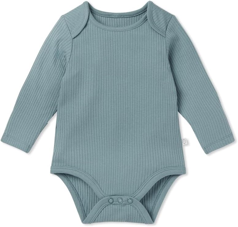 MORI Baby Unisex Long Sleeve Bodysuit Viscose from Bamboo and Organic Cotton - Comfortable Toddler Romper for Boys and Girls