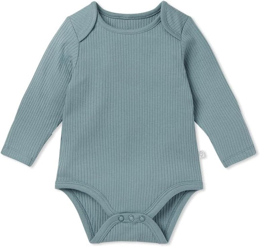 MORI Baby Unisex Long Sleeve Bodysuit Viscose from Bamboo and Organic Cotton - Comfortable Toddler Romper for Boys and Girls