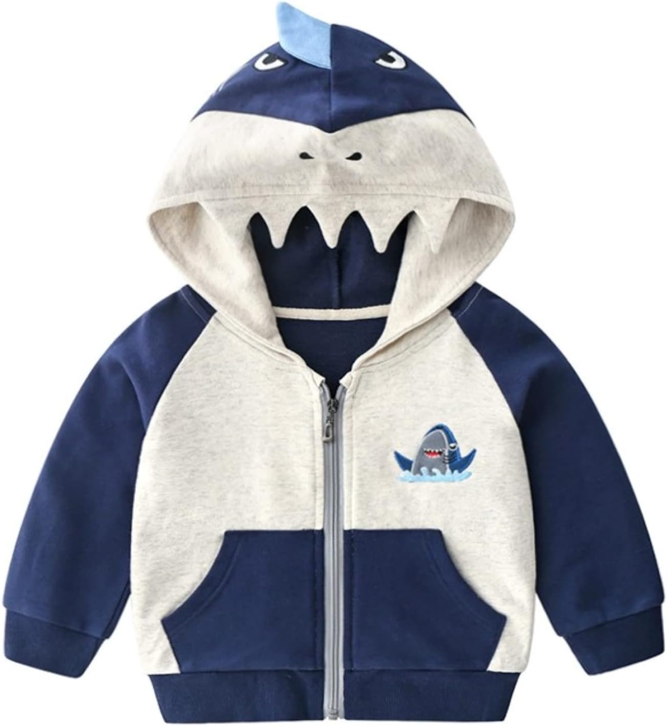 Toddler Boys Full Zip Dinosaur Hoodies Comfortable Sweatshirt