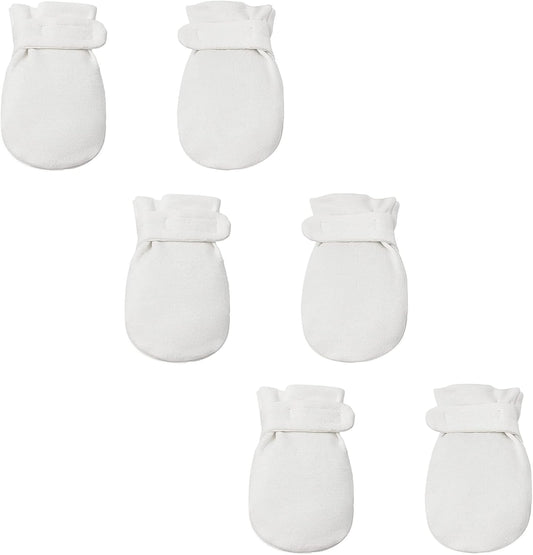 Newborn Baby No Scratch Mittens Stay On, 100% Cotton Breathable, Adjustable Infant Gloves for Baby Boys Girls Mittens