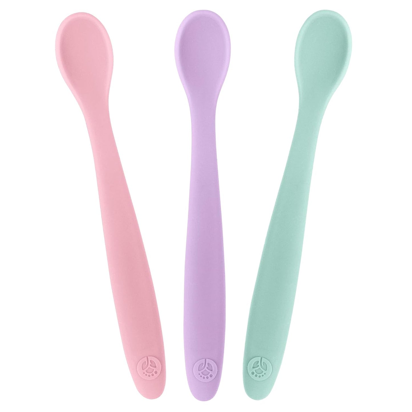 WeeSprout Silicone Baby Spoons - First Stage Infant Feeding Utensils With Soft-Tip, Bendable Kitchenware for Parent & Self-Feeding, Ultra-Durable, Dishwasher Safe, Travel Case, Set of 3