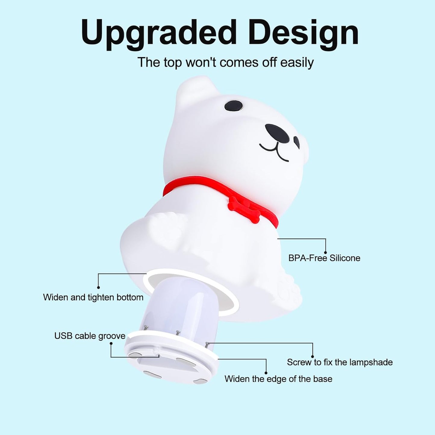 Tremdwoto Dog Night Light for Kids,Cute Colorful Night Light with Remote Baby Girl Squishy Night Light Lamp Puppy Light Dimmable Nursery Lamp Nightlight Gift for Boys and Girls Kawaii Bedroom Decor