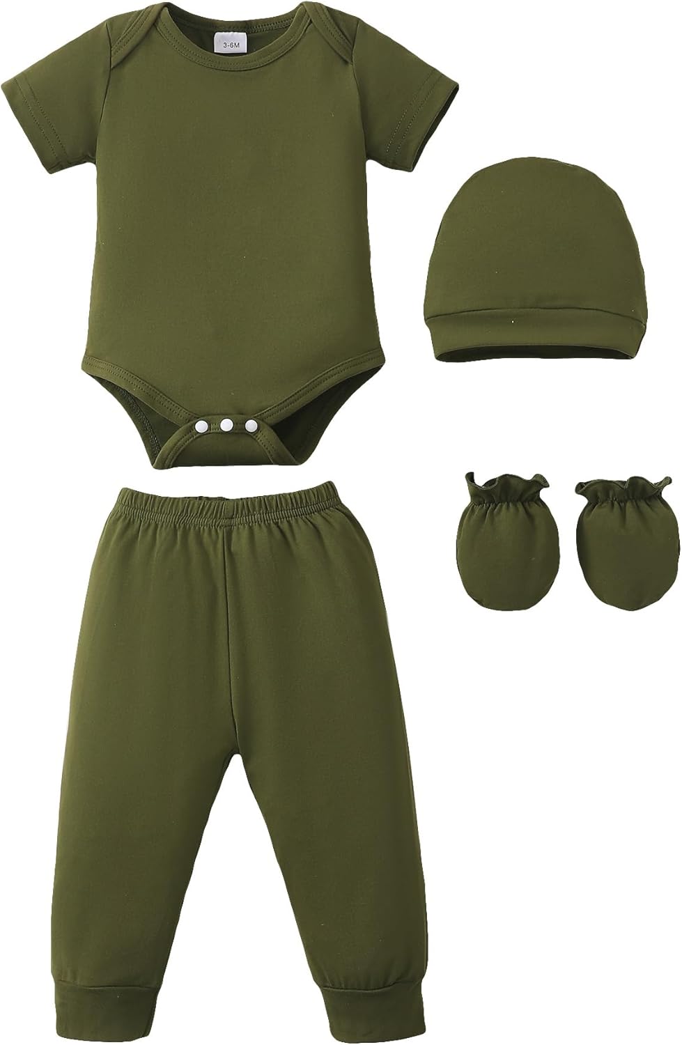 NZRVAWS Newborn Baby Boy Girl Clothes Unisex Infant Romper Pants Set Hat 4-Pack Outfits 0-12 Months 16 Pieces Toddler