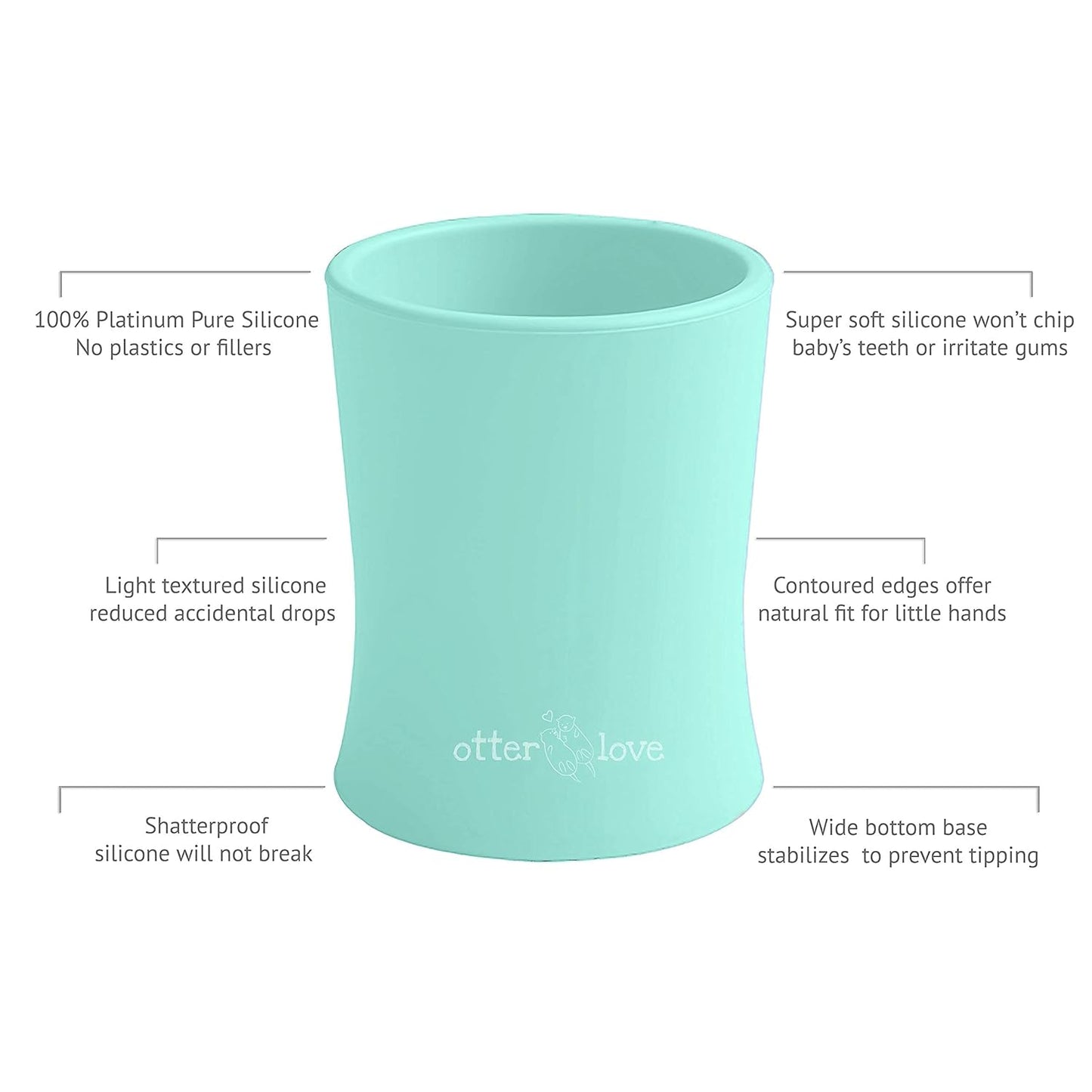 otterlove Silicone Baby & Toddler Training Cup - Pediatric OT Approved - 100% Platinum Pure LFGB Silicone - Unbreakable - Plastic Free - Tiny Cup Perfect for Baby Led Weaning (Mint)