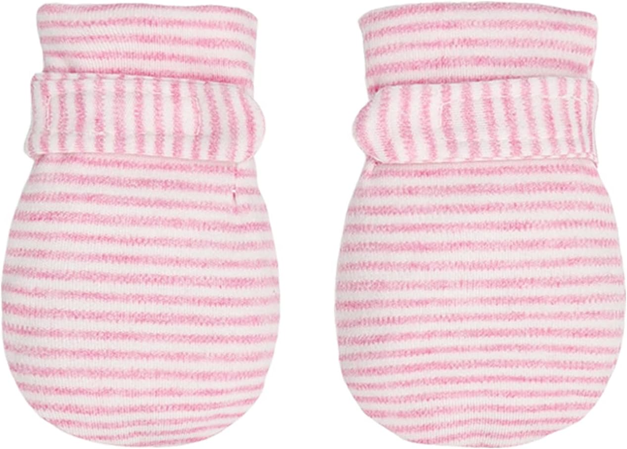 Newborn Baby No Scratch Mittens Stay On, 100% Cotton Breathable, Adjustable Infant Gloves for Baby Boys Girls Mittens