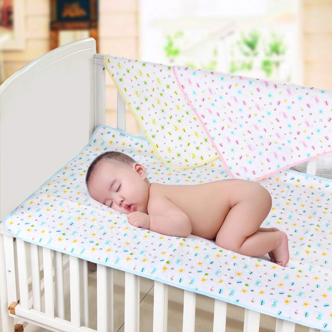 MBJERRY Waterproof Changing Pads Portable - Breathable Leak Proof Mattress Pad Protector Baby Changing Mat for Toddler, Kids Pack of 3 (M (27.5 x 19.7 Inch))