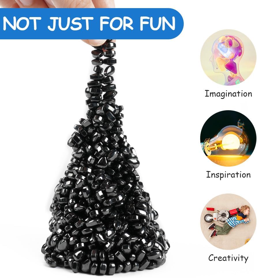 Magnetic Balls, Ferrite Putty, Over 550 PCS Ferrite Magnetic Putty Sensory Toys, Fidget Toys for Adults, Desk Magnetic Beads Desk Toys for Office Stress/Anxiety Relief with Box (Black)