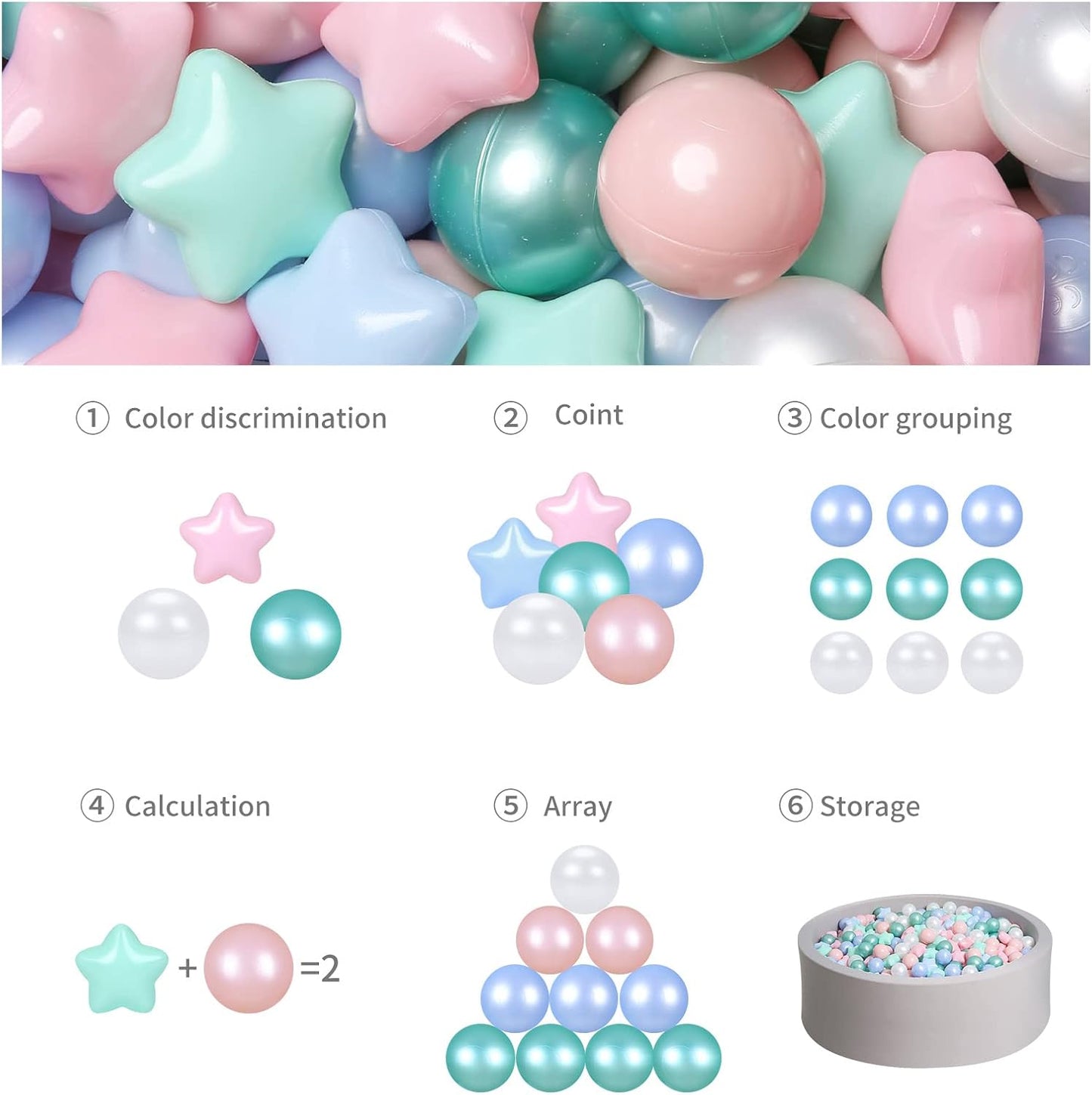 GOGOSO 100 Non-Toxic Play Balls for Kids - Soft, Crush-Proof, and BPA-Free Pit Balls in Fun Colors for Indoor/Outdoor Playtime