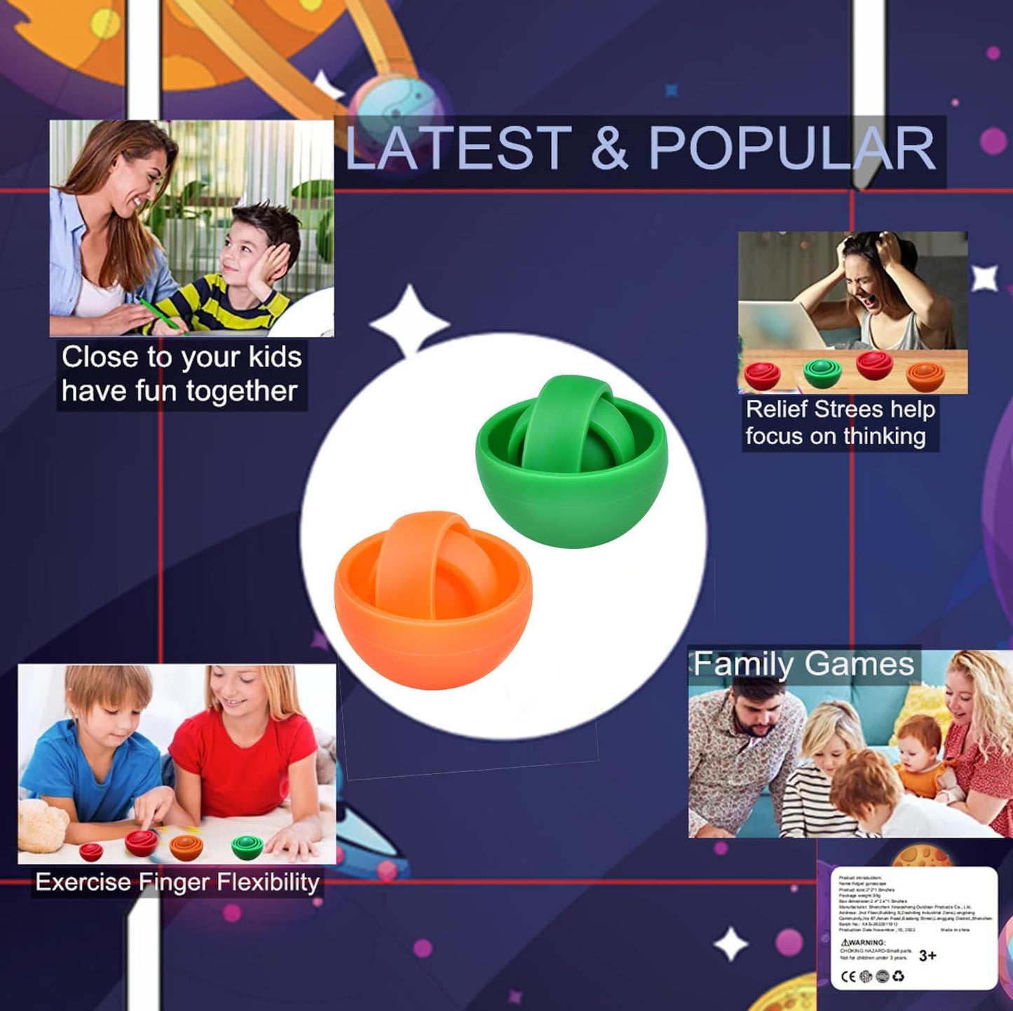 Fidget Toys, 3D Teen Boys Fidgets Spinners, Relief Stress and Exercise Fingers Hand Ball Fidgets Gyroscope, Best Gifts for Boys, Girls, Adult Birthday Games