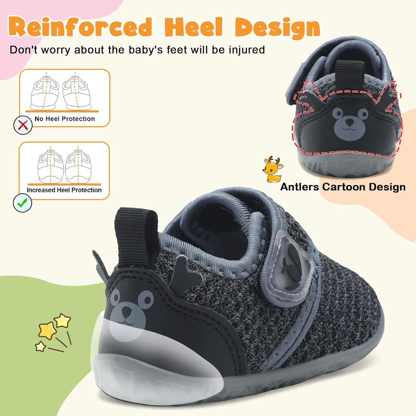FEETCITY Baby Walking Shoes Barefoot Baby Shoes Infant Sneakers Newborn Crib Shoe Lightweight Flexible Slip On Shoe