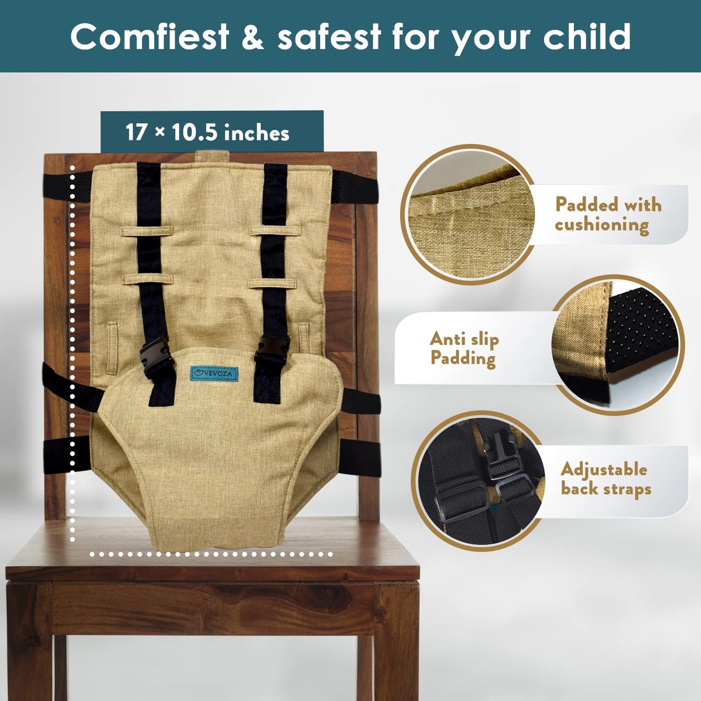 Baby Portable High Chair for Travel | Essential Travel Highchair | Baby Chair Harness