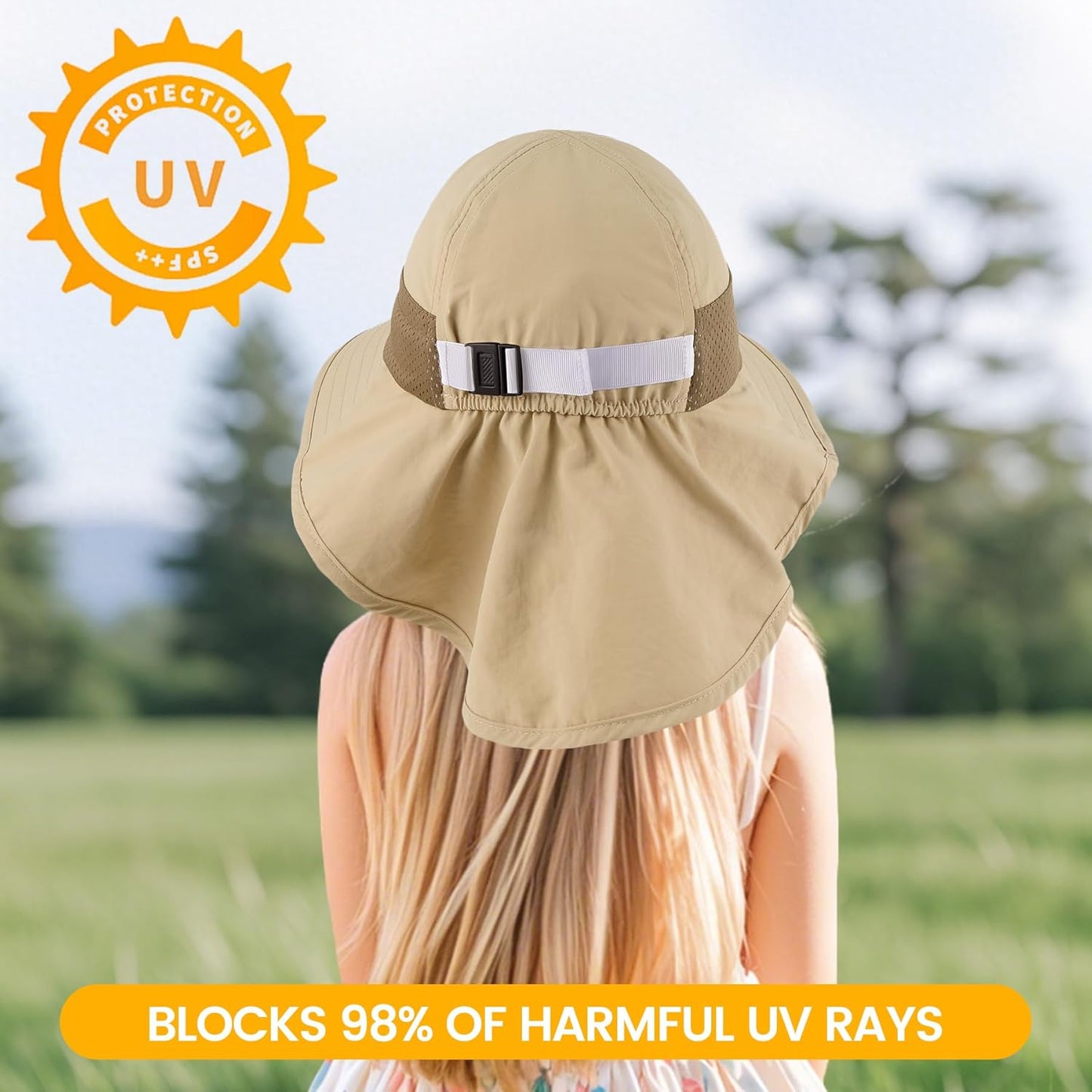 Baby Sun Hat with Neck Flap for Sun Protection Toddler Beach Hat UPF 50+ Outdoors 0-6 Years Boys Girls