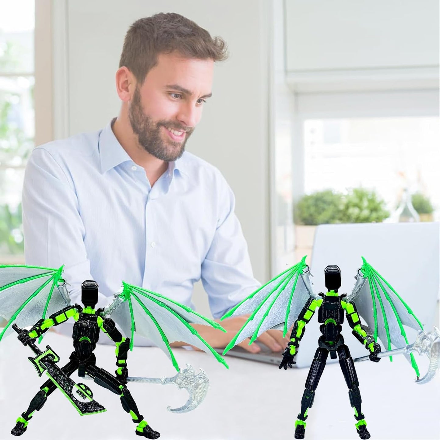 (Assembly Completed) T13 Action Figure Set, Titan 13 Action Figures, 3D Printed Dummy 13 Multi-Jointed Movable Robot Toy, Diy Lucky 13 Action Figure for Kids Adult Christmas Birthday Gifts (Green)