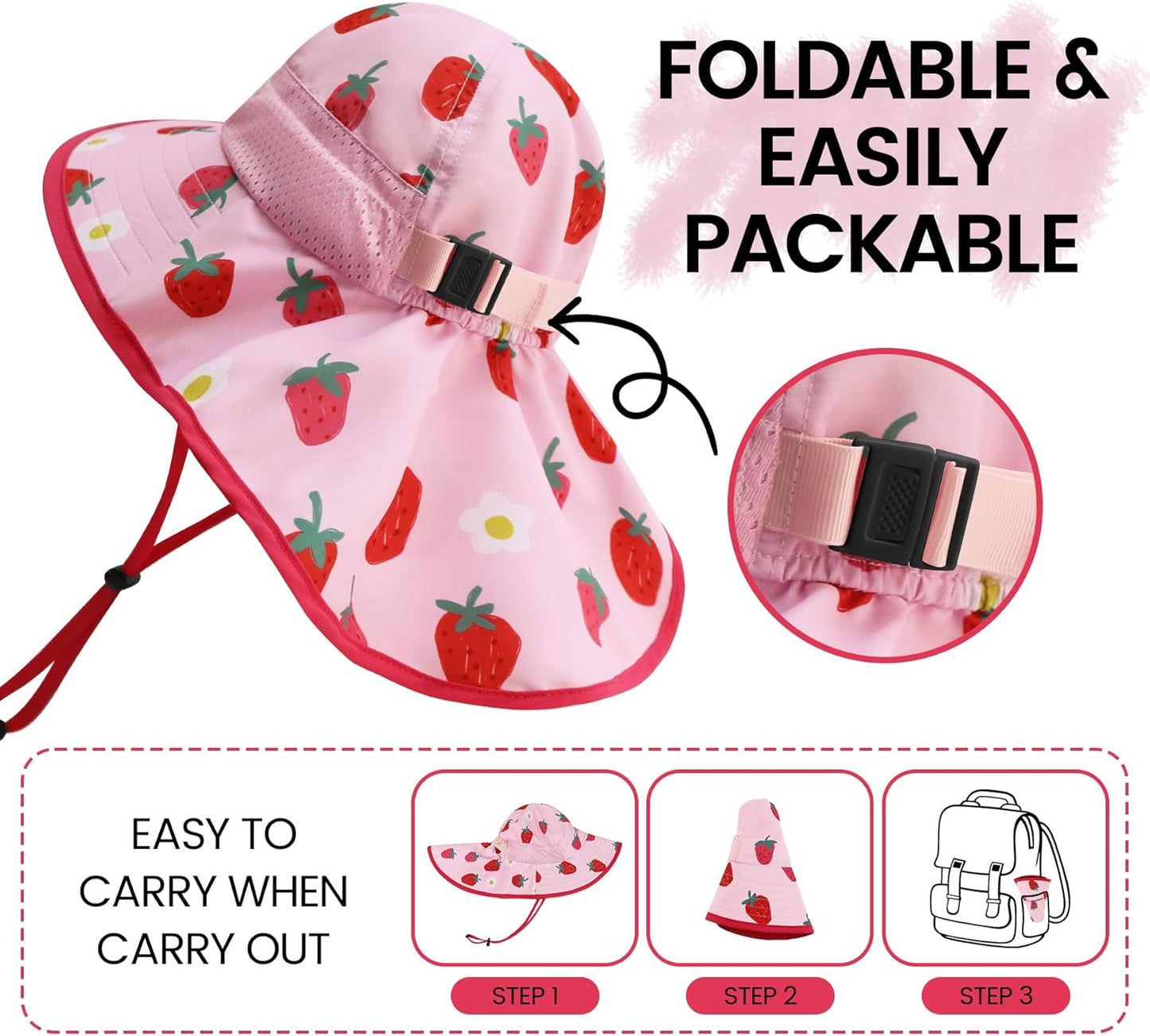 Baby Sun Hat with Neck Flap for Sun Protection Toddler Beach Hat UPF 50+ Outdoors 0-6 Years Boys Girls