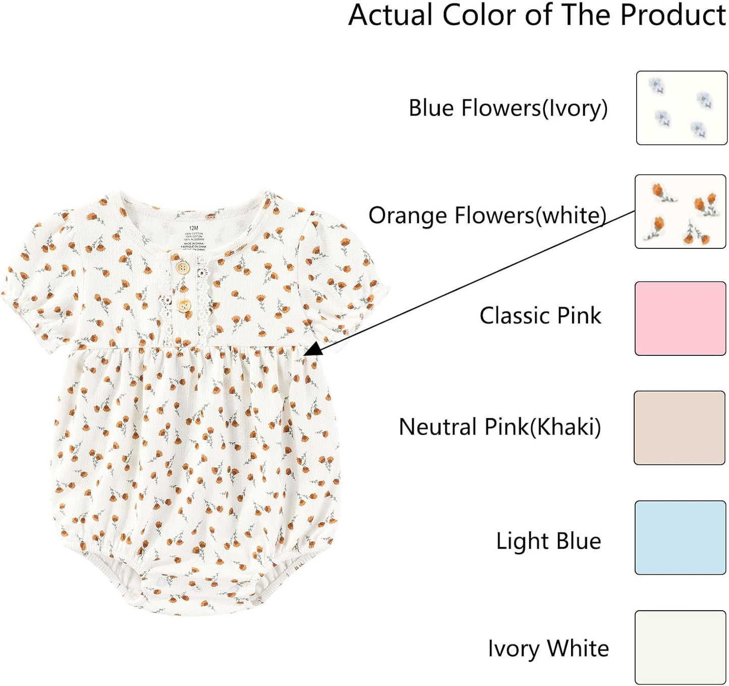 Baby Girl Clothes Cotton Bubble Romper Floral Bodysuits Infant Outfit Set