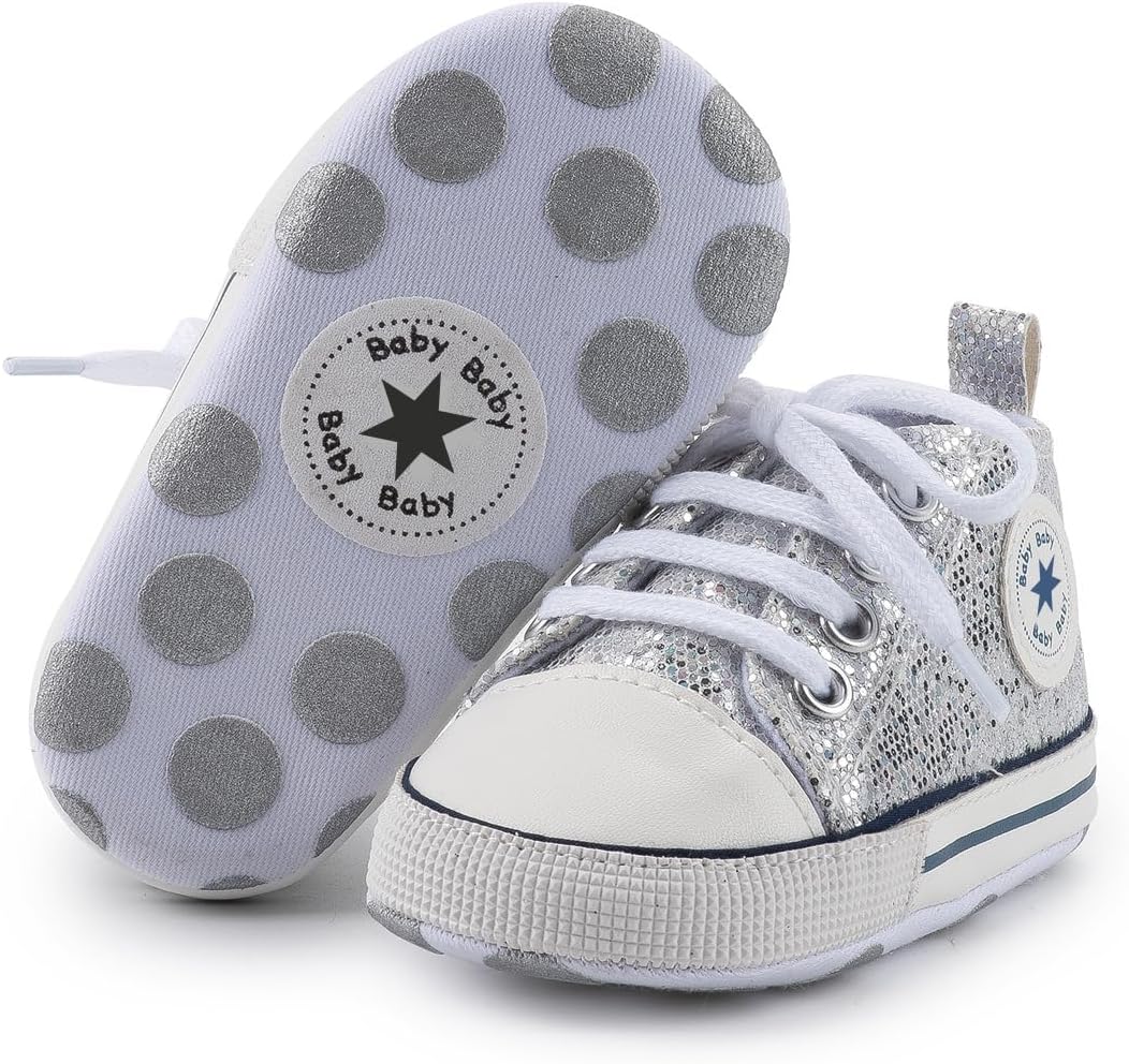 Unisex Baby Girls Boys Canvas High-top Shoes, Newborn Infant Anti-Slip Soft Sole Frist Walking Breathable Sneakers