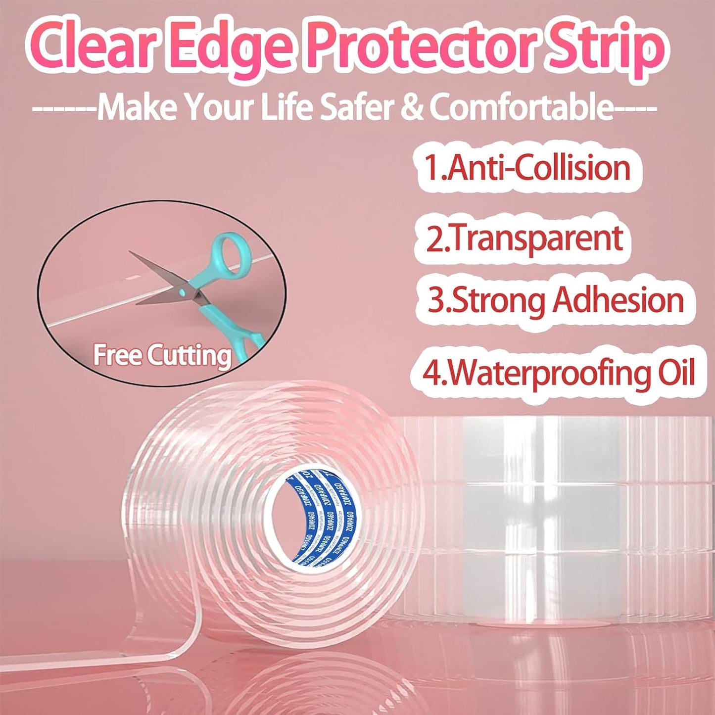 Clear Soft Corner Protectors for Furniture Strip,1.6in x 13FT,Sharp Edge & Table Bumper,Window Edge,Wall Protector, Soft Corner Guards Safe for Proof,Table Corner Protectors in Family