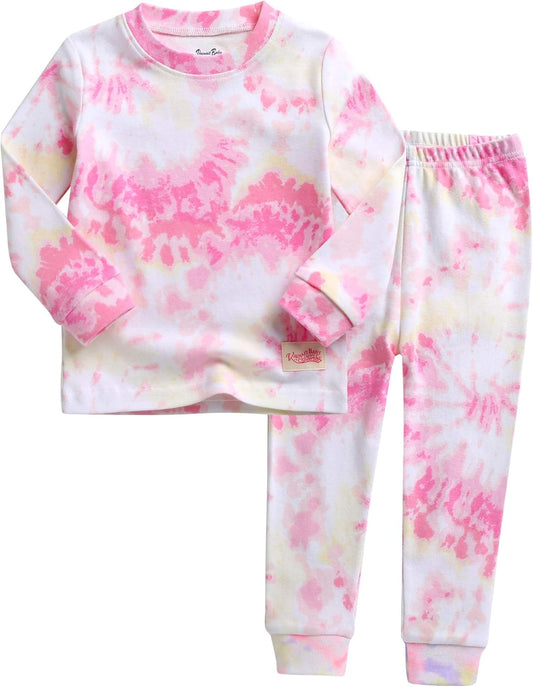 VAENAIT BABY 12M-12Y Toddler Kids Boys Girls 100% Cotton Marbling Tiedye Sung Fit Sleepwear Pajamas 2pcs Pjs Set