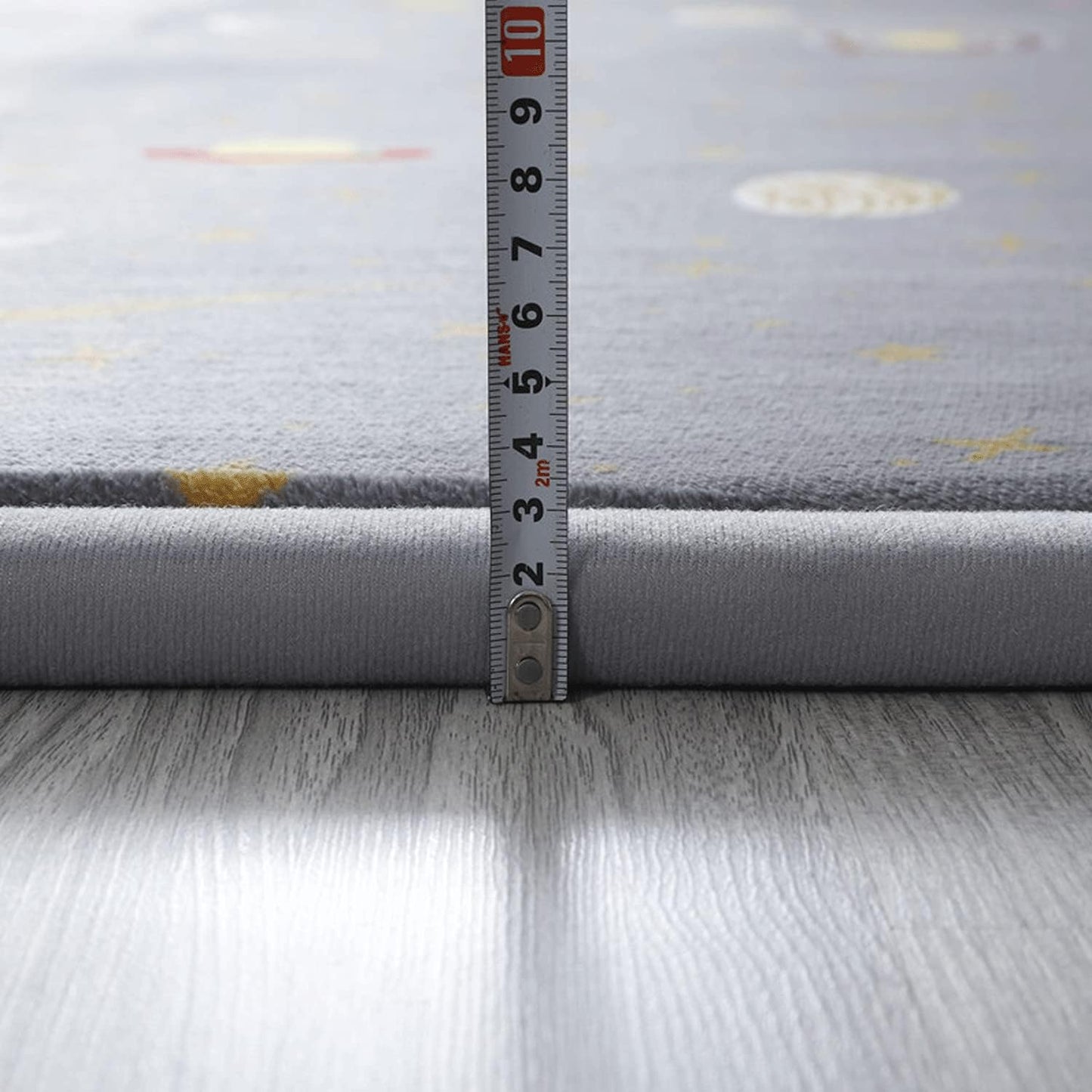 Loartee Coral Velvet Area Rug - 1" Thick Memory Foam Baby Play Mat, Washable Toddler Carpet, Home Decor for Living Room, Nursery, Kids Bedroom, Astral Gray, 4'11"x4'11"