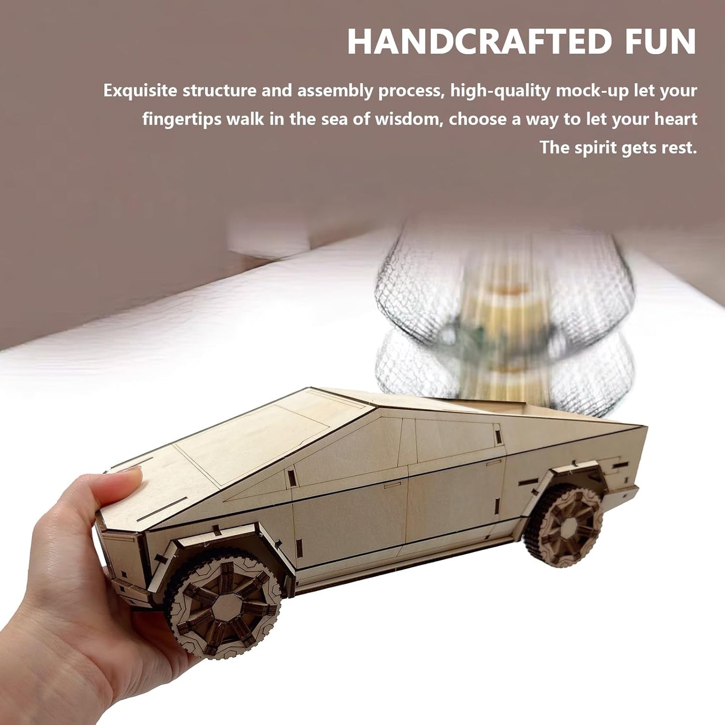 3D Wooden Car Model - Pickup Truck - Unique Collectible Wooden Model Kit for Adults - Perfect Desk Toy and Display Gift for Boys and Girls