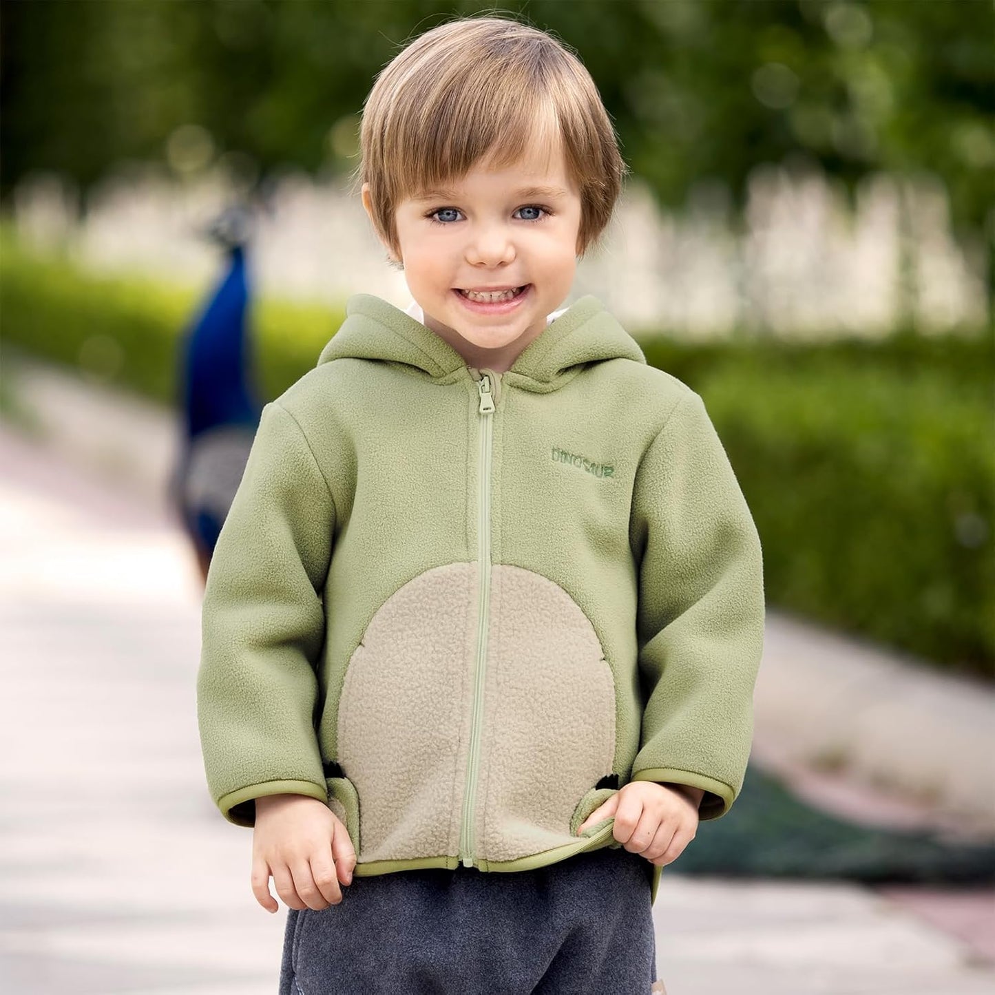 DAVE&BELLA Toddler Fleece Jacket, Baby Boys Girls Animal-shaped Hooded Zipper Long Sleeve Warm Spring Autumn Outerwear Coat