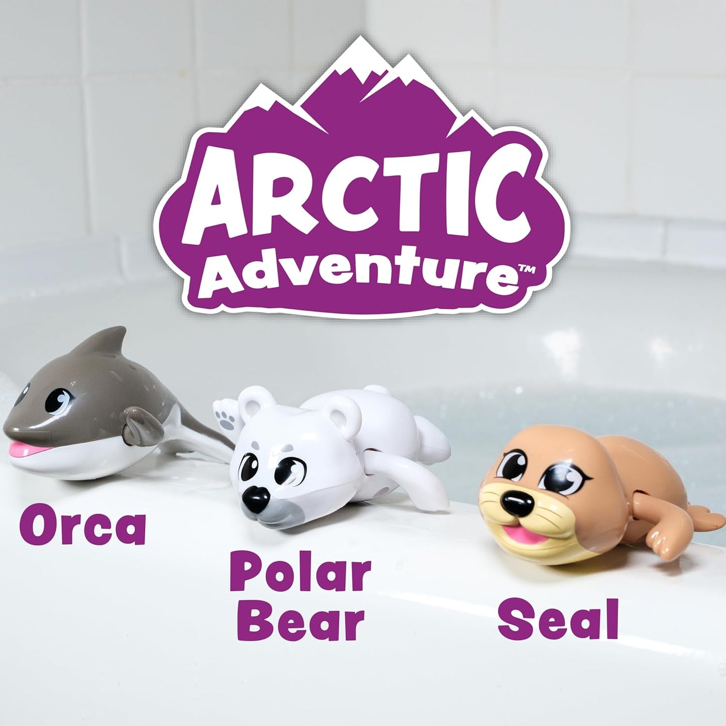 Tub Works® Wind Up Swimming Baby & Toddler Bath Toys, Arctic 3 Pack | Wind Arms & Watch Them Swim | Interactive Baby Bath Toys | Ideal for Bathtub, Toddler Pool, Summer or Water Table Play
