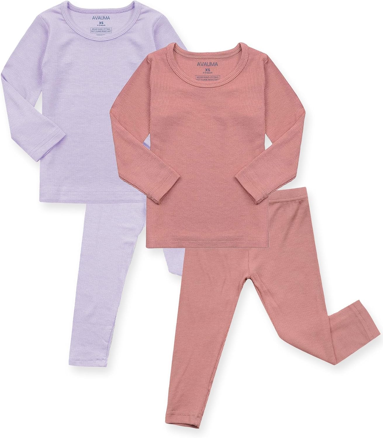 AVAUMA Baby Boys Girls Pajama Set Kids Toddler Snug fit Ribbed Sleepwear pjs for Daily Life Style