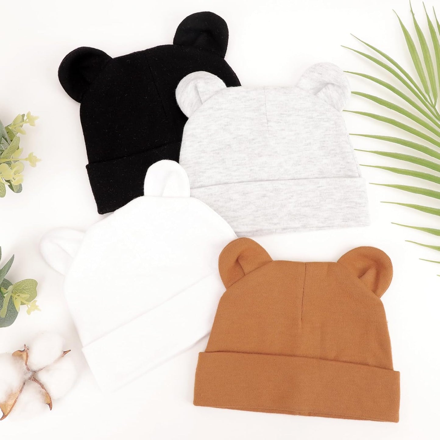 DRESHOW BQUBO 4 Pieces Baby Beanie Newborn Toddler Soft Cute Knit Hat Hospital Hats for Baby Boys Infant Cap Beanies