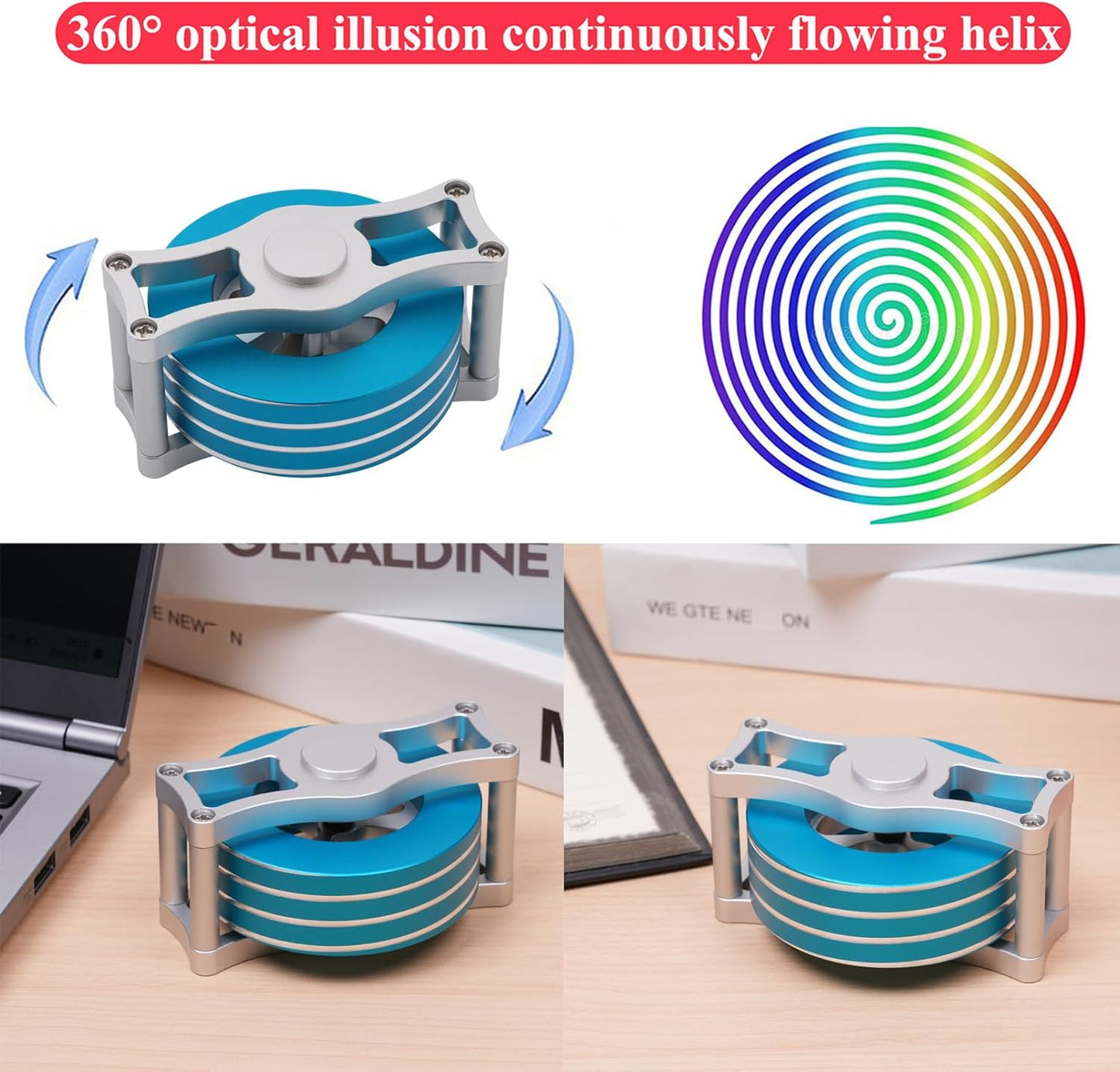 Desk-Kinetic-Toys Cool-Gadgets for Fidget: 20Mins Spinning-Tops, Cool-Stuff Figet Game for Adult Teen Children Kid, Optical-Illusion Stress Relief Gifts for Man Women Office School Home Christmas