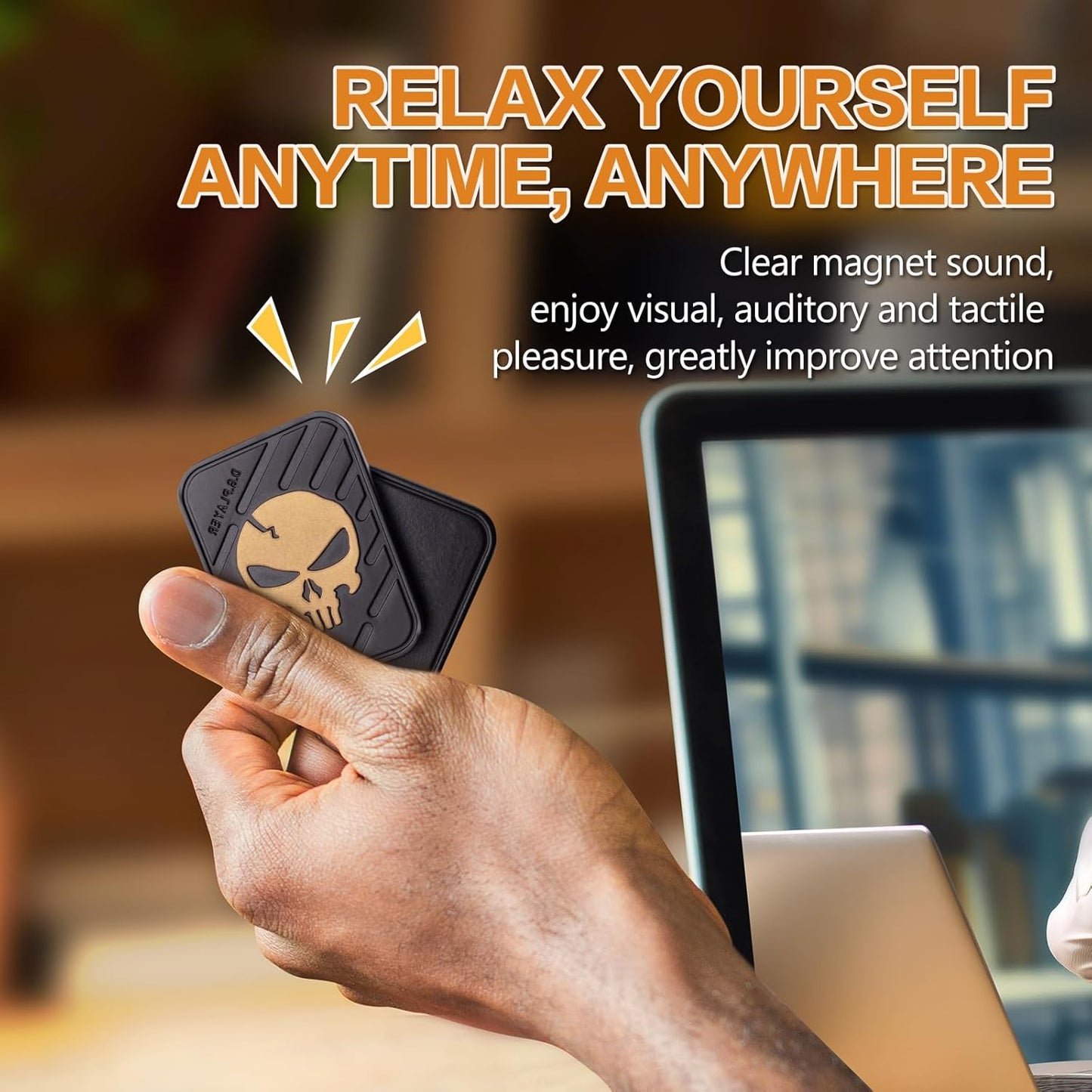 Fidget Toys Adults - Pendants Magnetic Metal EDC Toys for ADHD, Relieve Stress, Tension, Anxiety - Improve Focus - Find Inspiration, Backpack, Purse Hanging Decoration(Black Gold)