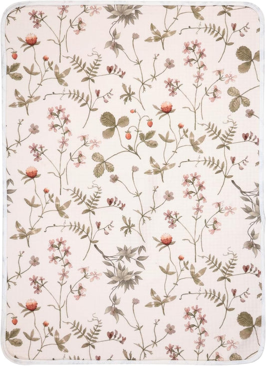 haakaa Waterproof Changing Pad Liners, 100% Cotton, Soft & Breathable (1pc, 19.5" x 27.5" Vintage Garden)