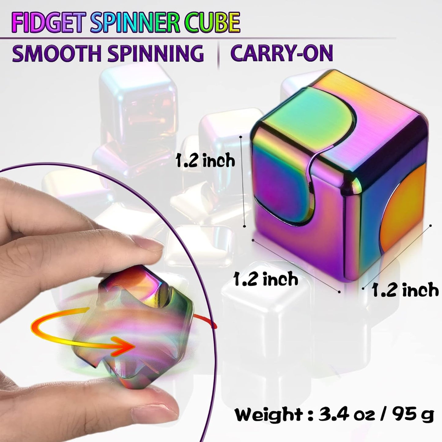 2pc Fidget Spinner Toys Cube Adults, Easter Basket Stuffers for Teens Metal EDC Cool Desk Gadgets Office Toys Small Anxiety Figette Sensory Toy, ADHD Tool Fingears Figet Stress Valentine Gift for Boy