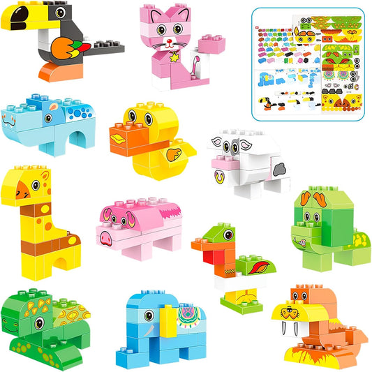 Animals Building Blocks Set, 122 Pieces Animal Building Toy Kit with Storage Box for Kids Ages 3 4 5 6 Years, Creative STEM Educational Preschool Toys for Toddlers Boys Girls Christmas Birthday Gift