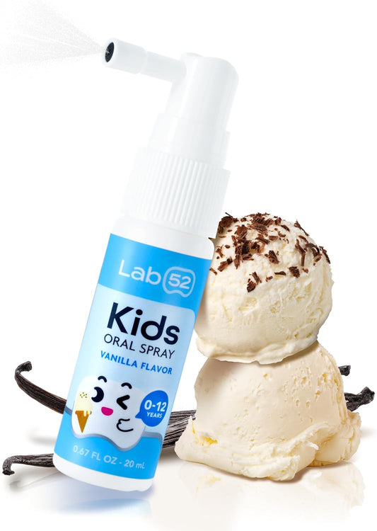 LAB52 Kids Oral Spray, Toddler Toothpaste Helper for Daily Oral Care and Fresh Breath, Children Approved with Fluoride Free for Newborn to Preschoolers, Xylitol Vanilla Flavor