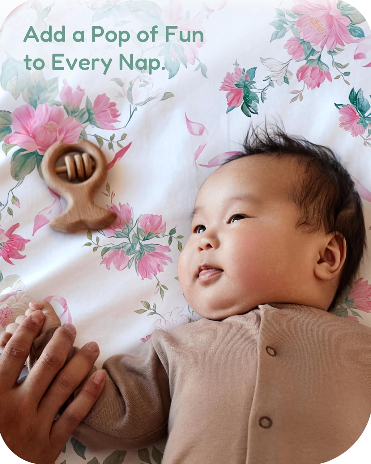 Pack and Play Sheets Fitted, Pink Roses Pattern, Breathable and Safe, Hypoallergenic, 2 Pack for Baby Girls