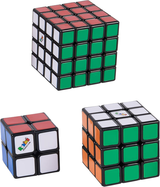 Rubik’s, Tiled Trio Bundle 2x2 Mini 3x3 Cube 4x4 Master 3D Puzzle Game Stress Relief Fidget Toy Travel Gift Set, for Adults & Kids Ages 8 and up