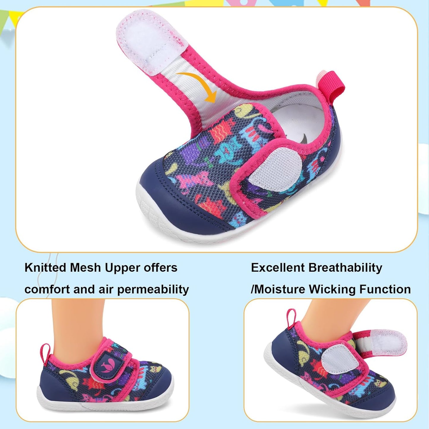 FEETCITY Baby First Walking Shoes Boys Girls Infant Sneakers Crib Shoes Breathable Lightweight Slip On Shoes